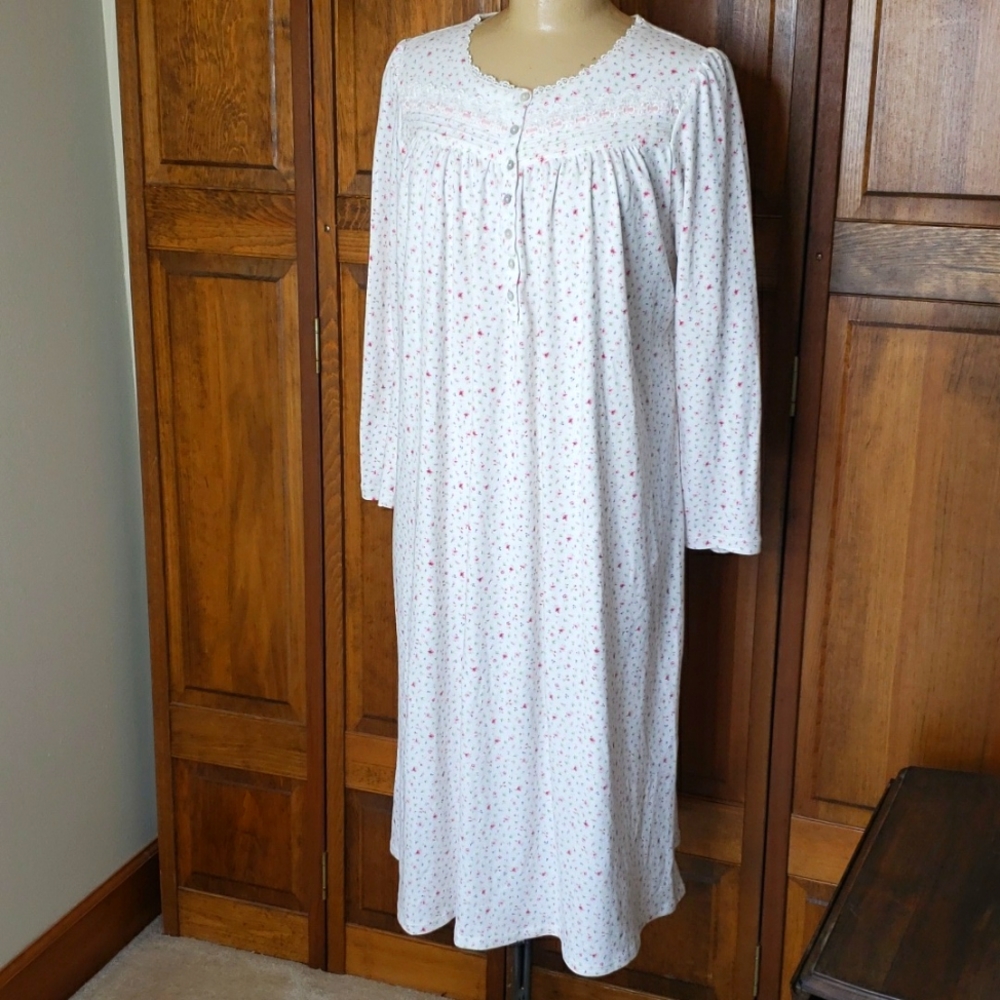Eileen West Granny Cottagecore Floral Nightgown Sz M